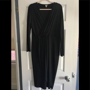 Black long sleeve faux wrap ASOS dress size 16